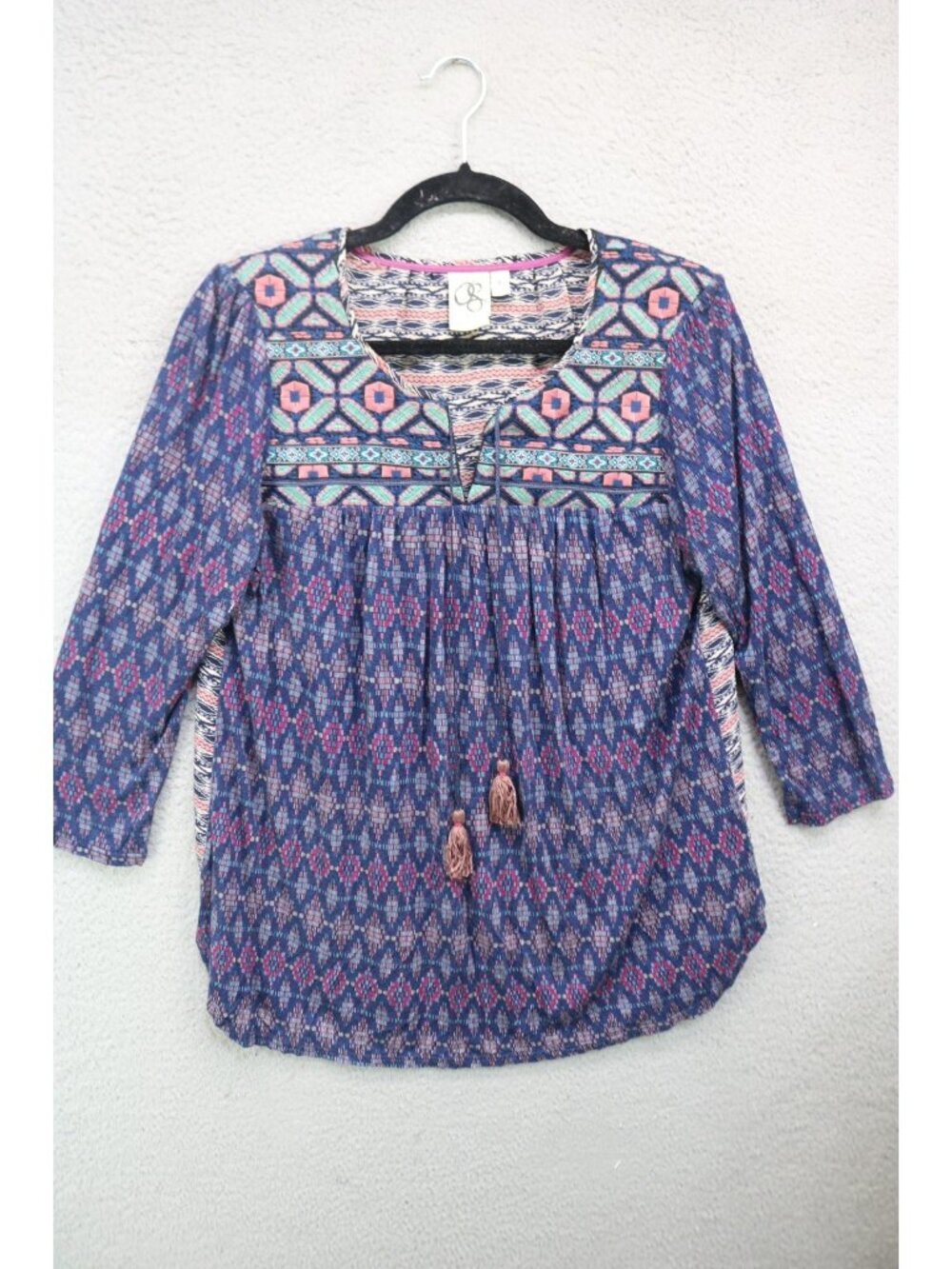 One September Anthropologie 3/4 Sleeve Embroidered Top-S-BOHO-Hippie-Festival